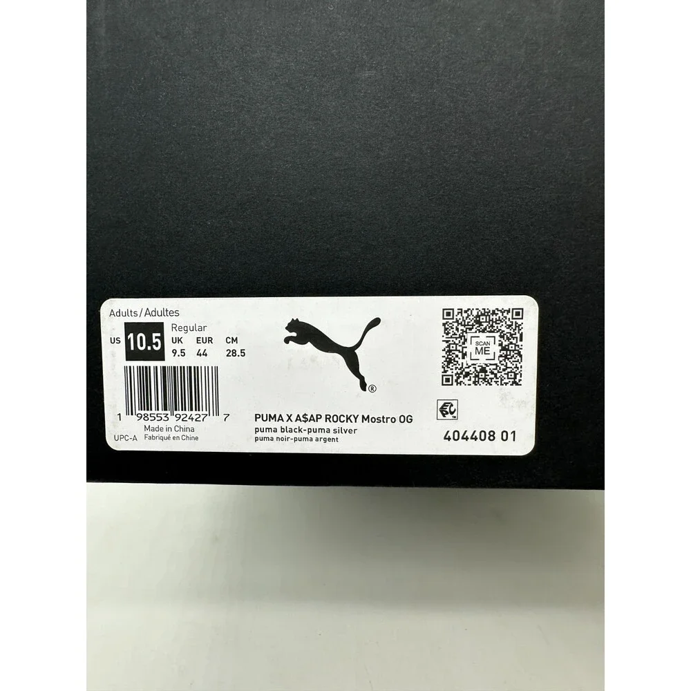 Puma Mostro X ASAP Rocky Men's Size 10.5 Black Grey Croc Skin Shoes 404408 01